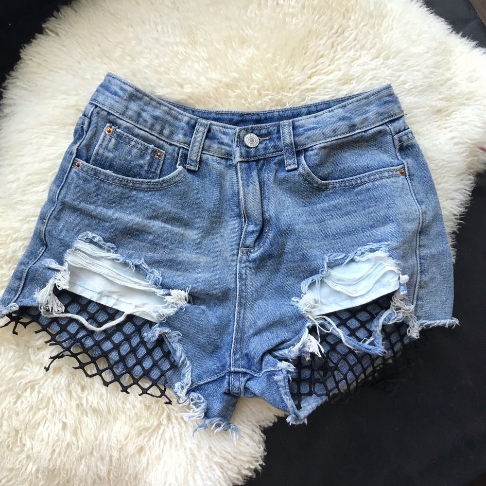 DENIM Shorts with Fishnet S size ✨ SUPER SALE